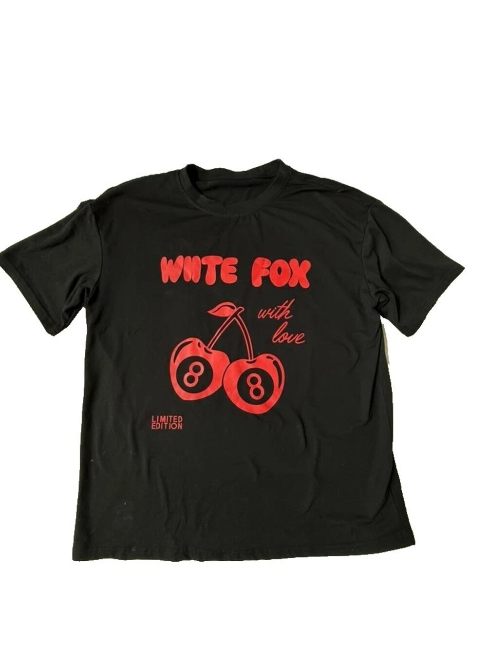 White Fox With Love Women S Oversized Black Tee Limited Edition Cherry 8 Shirt T